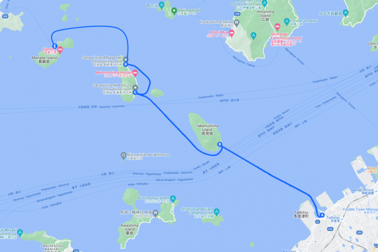 多度津 - 高见岛 - 本浦（佐柳岛）- 长崎（佐柳岛）- 真锅岛