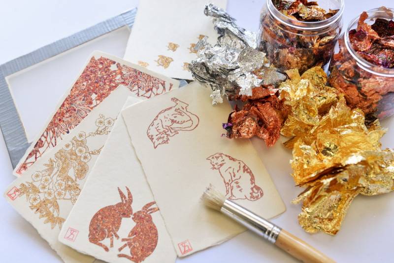 手工和纸与镀金体验